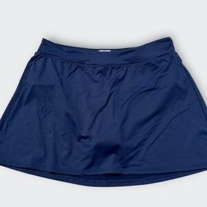 LANDS END Tummy Control Swim Skirt Classic A-Line Navy Blue Summer Preppy 10